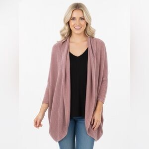 Le Lis medium red striped sweater knit cardigan